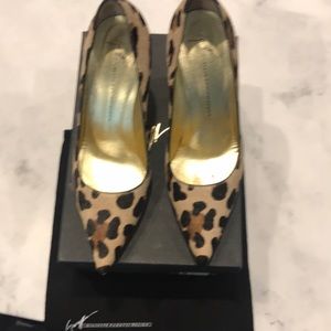Giuseppe Zanotti 4” Pony hair Leopard heels